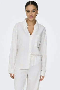 Only Bluser & Skjorter|Sæt 🛍️<Onlcaro L/S Linen Bl Emb Shirt Cc
