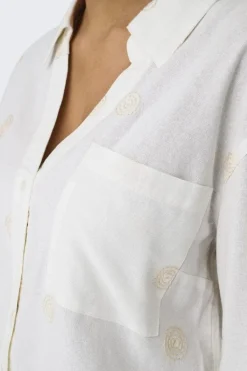Only Bluser & Skjorter|Sæt 🛍️<Onlcaro L/S Linen Bl Emb Shirt Cc