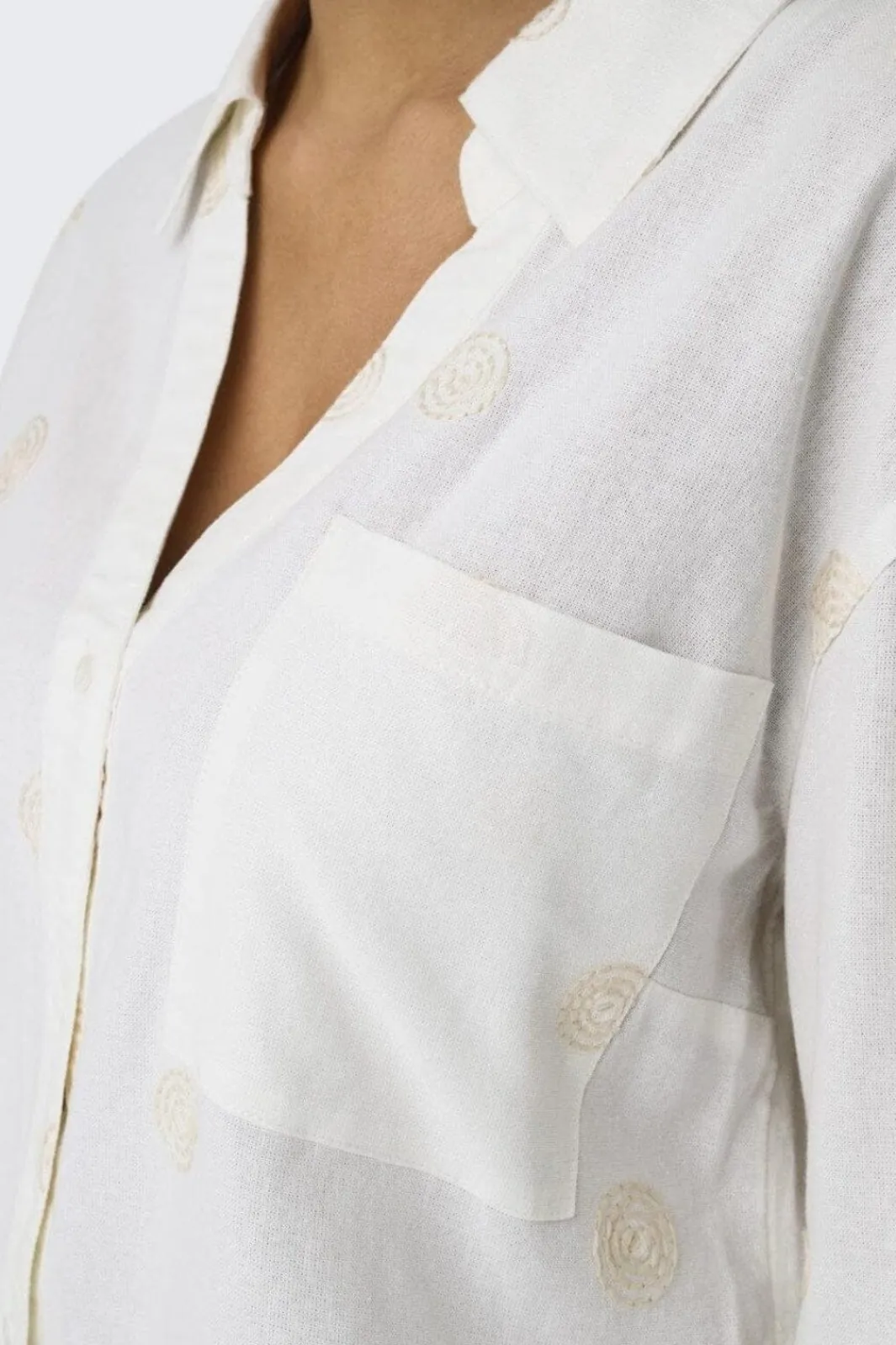 Only Bluser & Skjorter|Sæt 🛍️<Onlcaro L/S Linen Bl Emb Shirt Cc