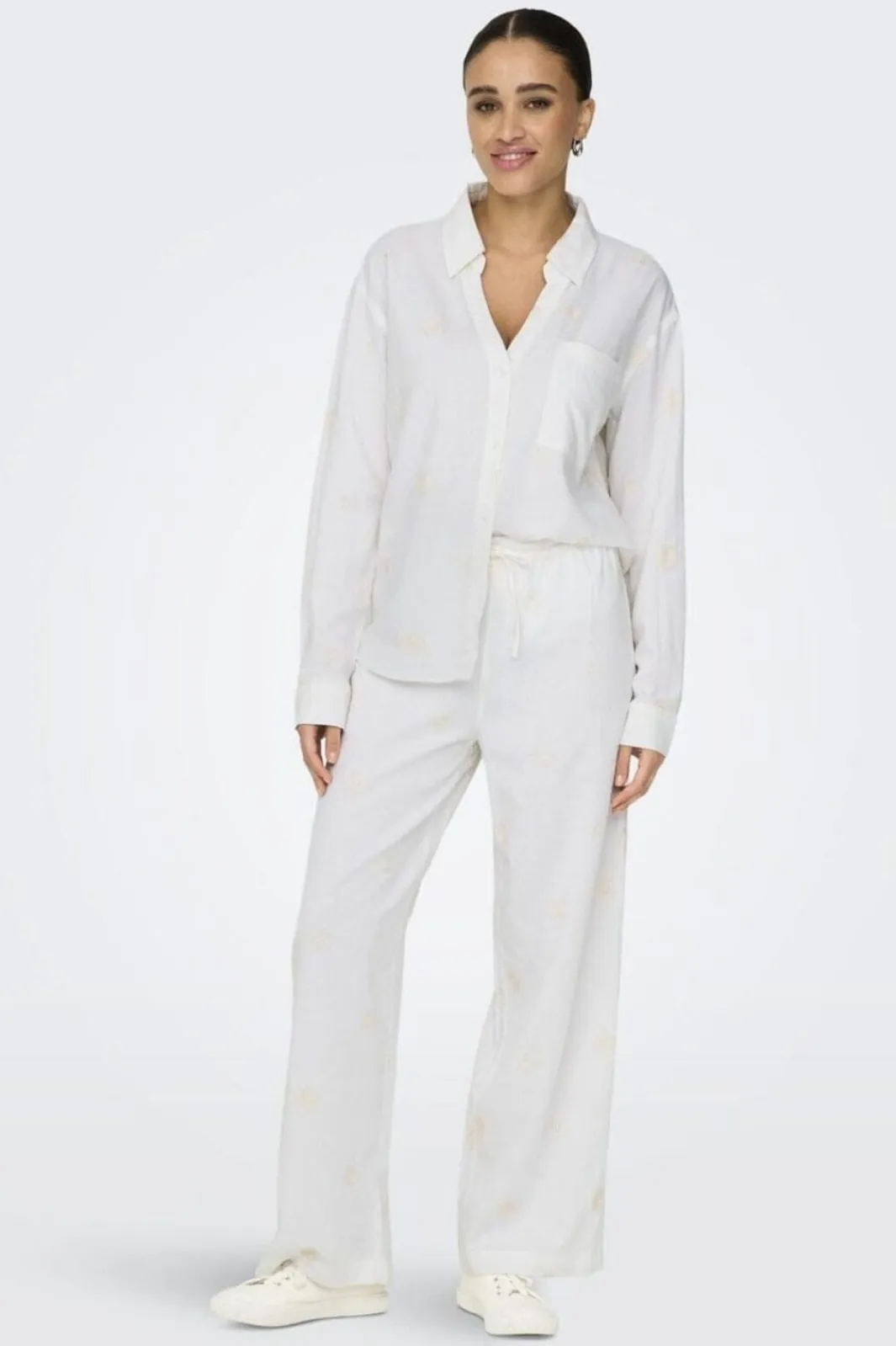 Only Bluser & Skjorter|Sæt 🛍️<Onlcaro L/S Linen Bl Emb Shirt Cc
