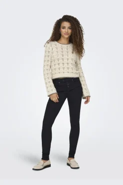 Only Bluser & Skjorter|Strik<Onlcrystal Life Ls Detail O-Neck Knt