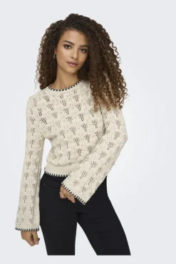 Only Bluser & Skjorter|Strik<Onlcrystal Life Ls Detail O-Neck Knt