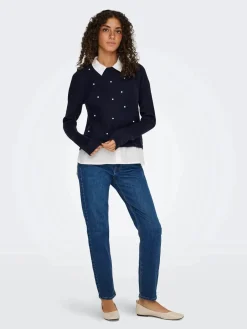 Only Strik|Bluser & Skjorter<Onldolly Ls Woven Mix Pearl Pull Cc Knt