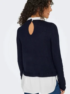 Only Strik|Bluser & Skjorter<Onldolly Ls Woven Mix Pearl Pull Cc Knt