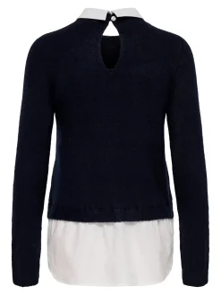 Only Strik|Bluser & Skjorter<Onldolly Ls Woven Mix Pearl Pull Cc Knt