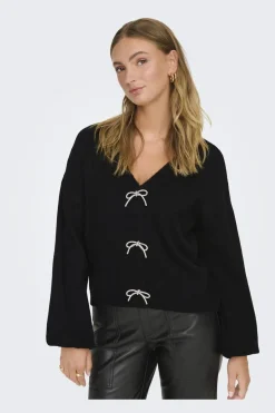 Hot Onldonna Ls Bow V-Neck Knt Strik|Bluser & Skjorter
