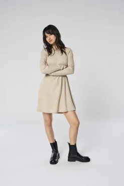 Only Kjoler<Onlfia Life Ls Cable Dress Knt