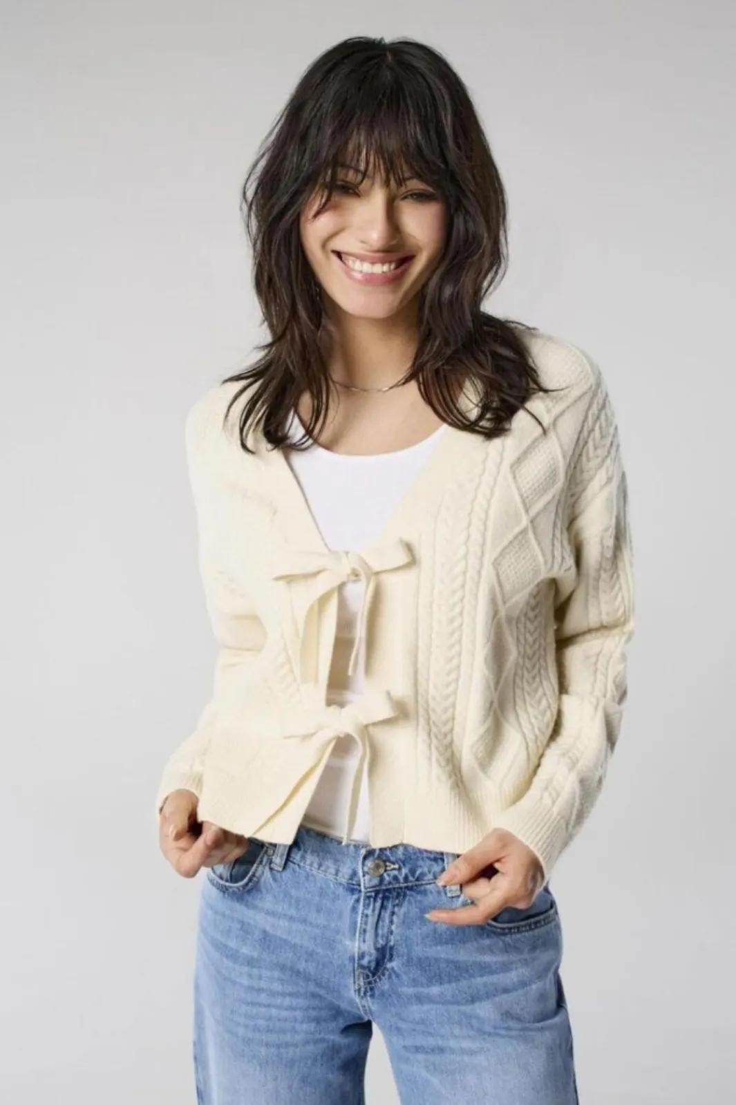 Only Cardigans|Ammevenligt Tøj<Onlfia Ls String Cardigan Knt Nca