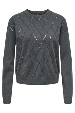 Best Onlhalifax Ls Sequins O-Neck Knt Strik|Bluser & Skjorter