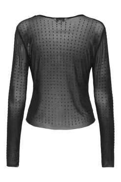 Only T-Shirts & Toppe<Onlhilen Ls Rhinestone Mesh Top