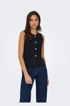 Only T-Shirts & Toppe<Onlibi Button Sl Vest Cc Knt