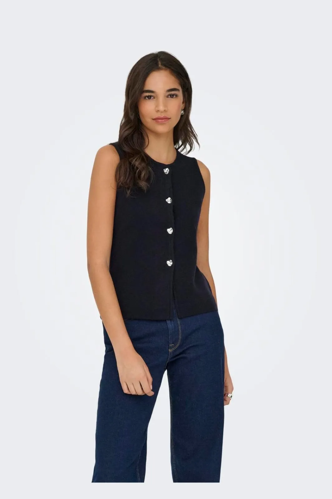 Only T-Shirts & Toppe<Onlibi Button Sl Vest Cc Knt