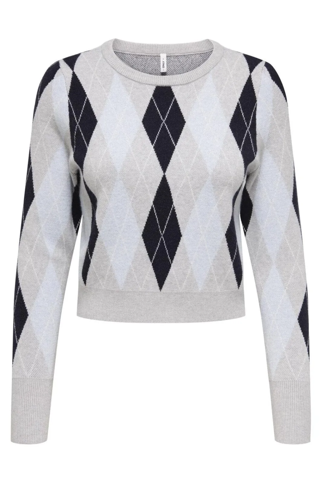 Only Strik|Bluser & Skjorter<Onlibi Ls Check O-Neck Cc Knt