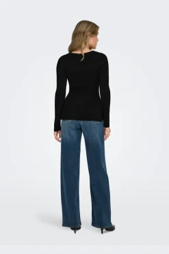 Sale Onlibi Ls V-Neck Rib Peplum Cc Knt Strik|Bluser & Skjorter