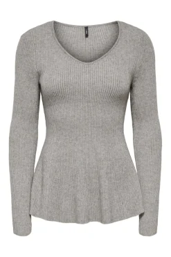 Only Strik|Bluser & Skjorter<Onlibi Ls V-Neck Rib Peplum Cc Knt