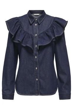New Onlindigo Ls Frill Shirt Qyt Bluser & Skjorter|Ammevenligt Tøj