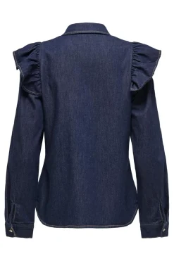 New Onlindigo Ls Frill Shirt Qyt Bluser & Skjorter|Ammevenligt Tøj