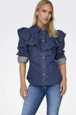 Sale Onlindigo Ls Frill Shirt Qyt Bluser & Skjorter|Ammevenligt Tøj