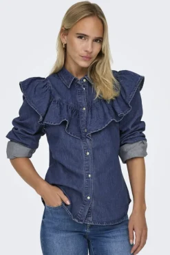Sale Onlindigo Ls Frill Shirt Qyt Bluser & Skjorter|Ammevenligt Tøj