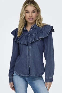 Sale Onlindigo Ls Frill Shirt Qyt Bluser & Skjorter|Ammevenligt Tøj