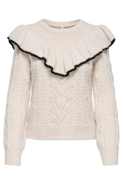 Only Strik|Bluser & Skjorter<Onlisolde Ls Frill O-Neck Knt