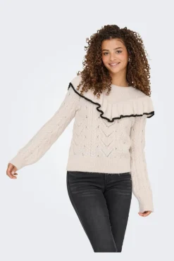Only Strik|Bluser & Skjorter<Onlisolde Ls Frill O-Neck Knt