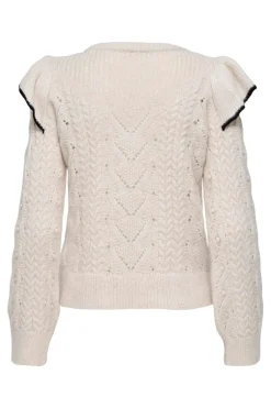 Only Strik|Bluser & Skjorter<Onlisolde Ls Frill O-Neck Knt