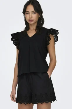 Best Onllou Life Emb S/S Frill Top T-Shirts & Toppe