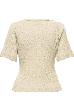 Only T-Shirts & Toppe|Ammevenligt Tøj<Onllovely Ss Glitter Button Top Knt