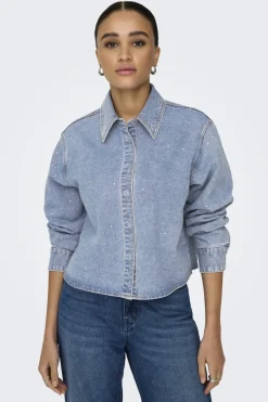 New Onlmaggiemay L/S Rhinest Shirt Bluser & Skjorter|Ammevenligt Tøj