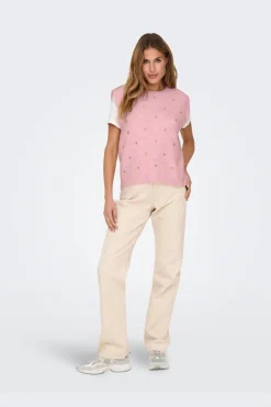 Only Veste<Onlmelody Sl Embroidery O-Neck Knt