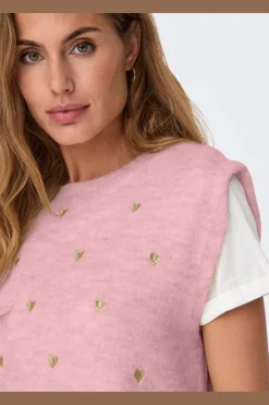 Only Veste<Onlmelody Sl Embroidery O-Neck Knt
