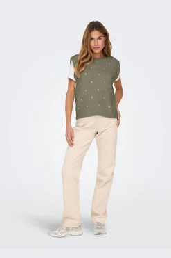 Best Onlmelody Sl Embroidery O-Neck Knt Veste