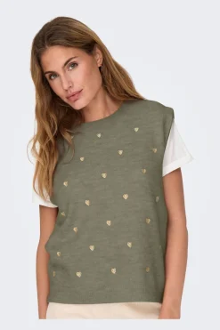 Best Onlmelody Sl Embroidery O-Neck Knt Veste