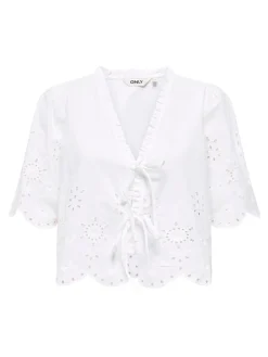 Only T-Shirts & Toppe|Ammevenligt Tøj<Onlmiffy S/S Emb Tie Top