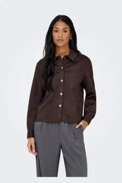 Hot Onlmira L/S Faux Suede Shirt Bluser & Skjorter|Ammevenligt Tøj