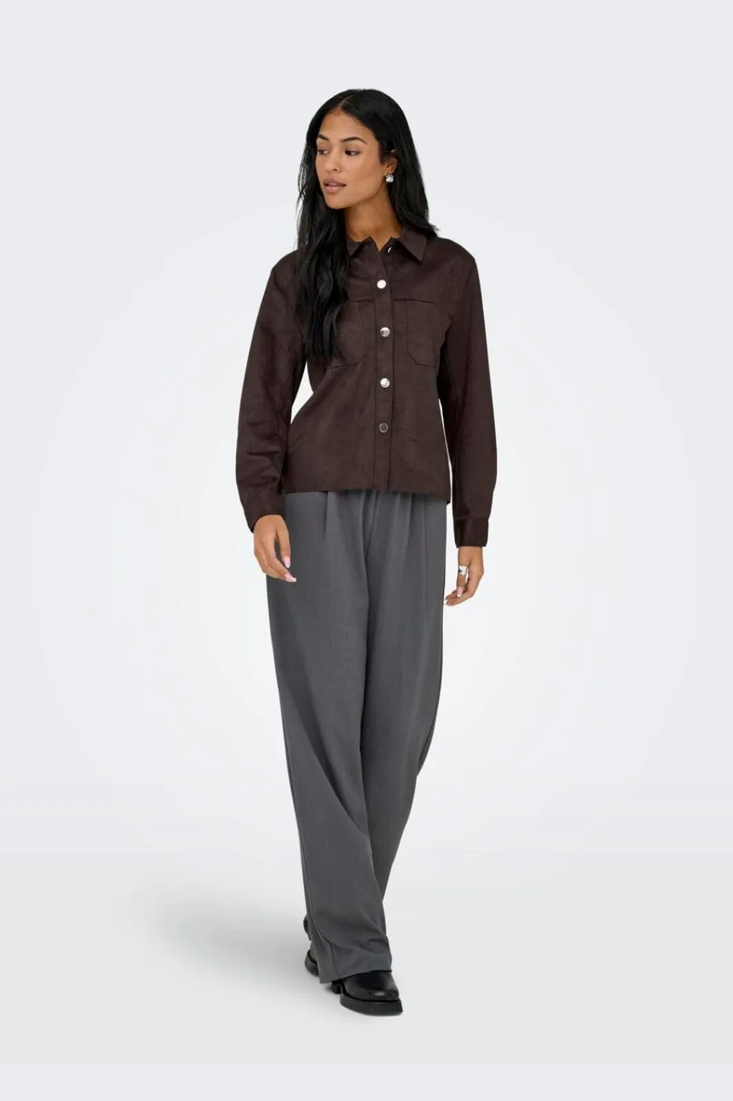 Hot Onlmira L/S Faux Suede Shirt Bluser & Skjorter|Ammevenligt Tøj