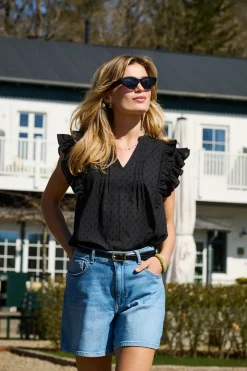 Sale Onlraina S/L V-Neck Ruffle Top Ox T-Shirts & Toppe