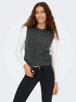 Only Veste<Onlrenata Sl O-Neck Pearl Vest Knt