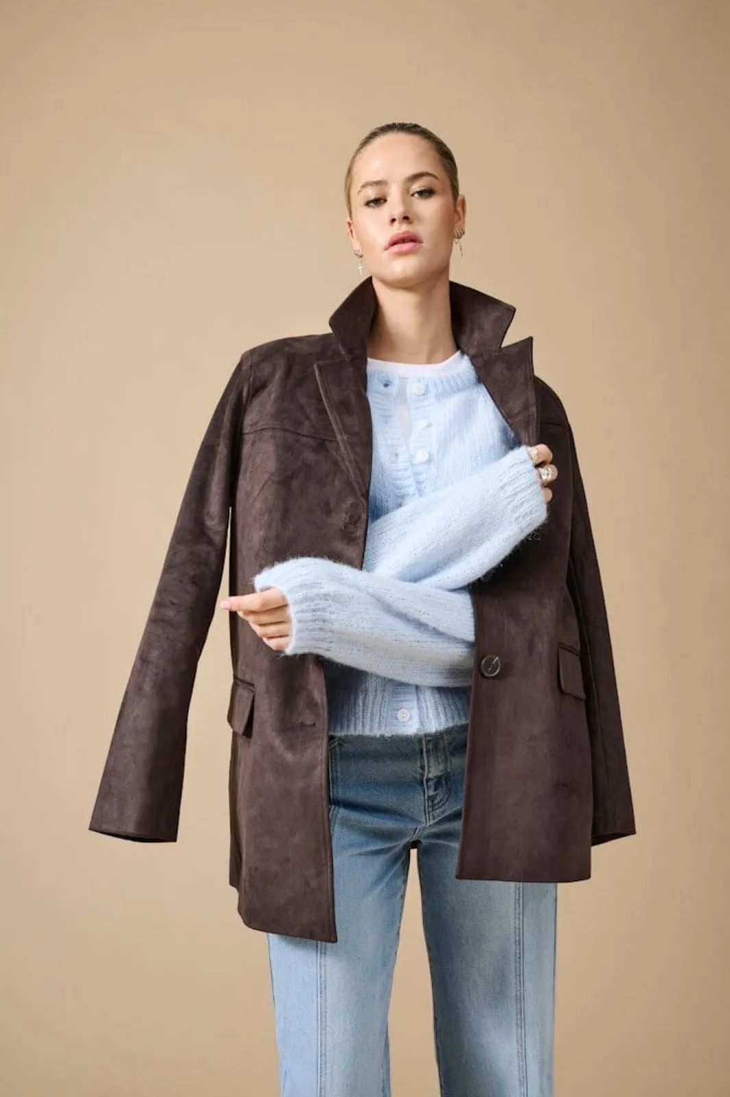Hot Onltulip Faux Suede Blazer Coat Overtøj & Jakker|Blazere