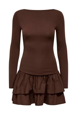 Only Kjoler<Onlvega L/S Boatneck Mix Dress Box