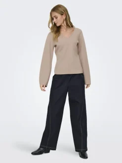 Online Onlviola Ls Fit V-Neck Knt Strik|Bluser & Skjorter