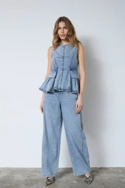 Clearance Pancycc Denim Top 43008 T-Shirts & Toppe
