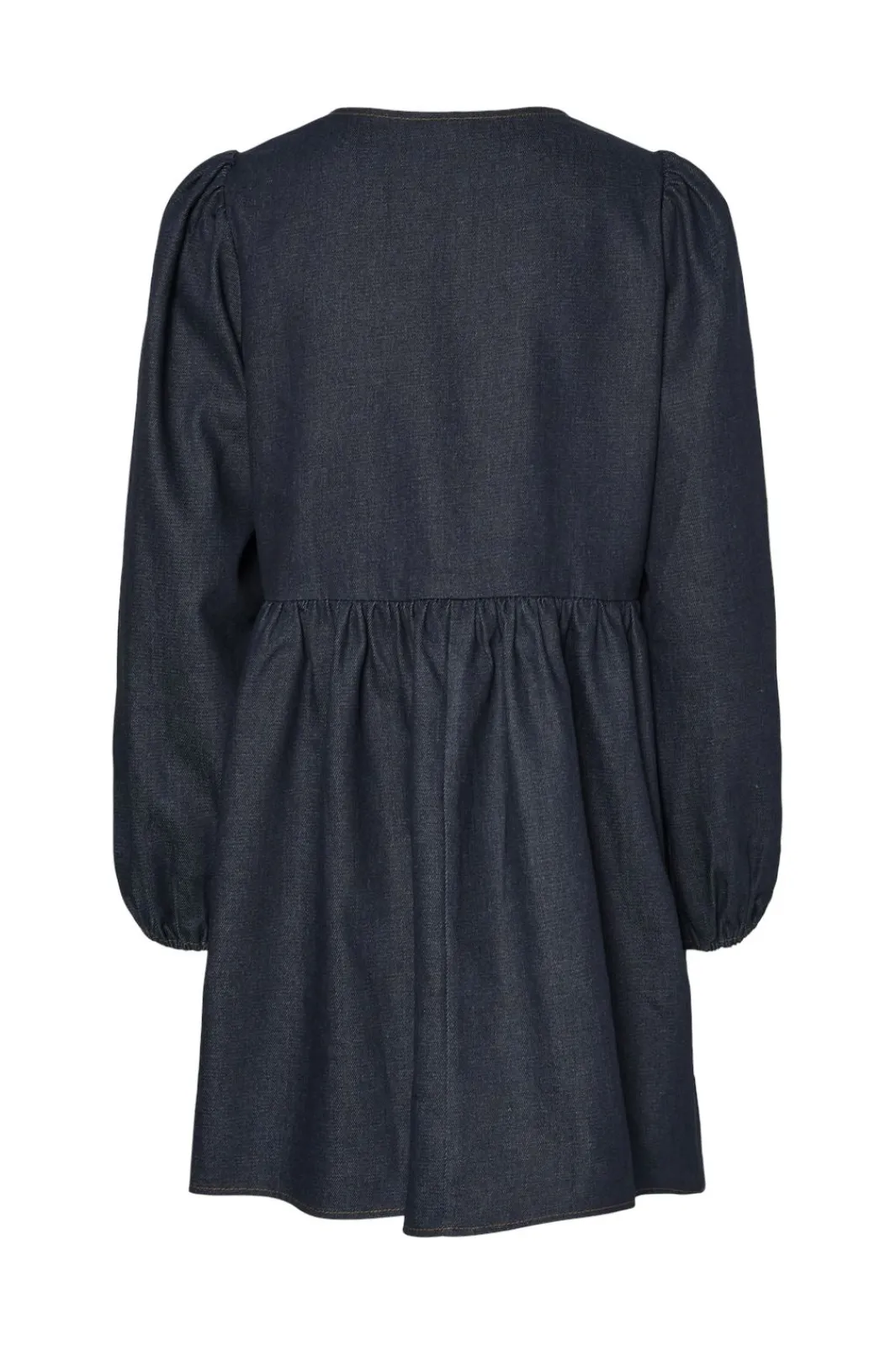 Pieces Kjoler<Pcasta Ls O-Neck Tie Denim Dress