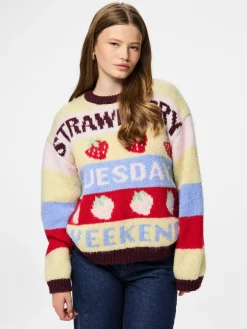 Best Pcbikka Ls O-Neck Knit Strik|Bluser & Skjorter