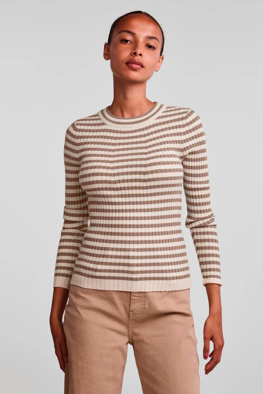 Pieces Bluser & Skjorter<Pccrista Ls O Neck Knit Noos Bc