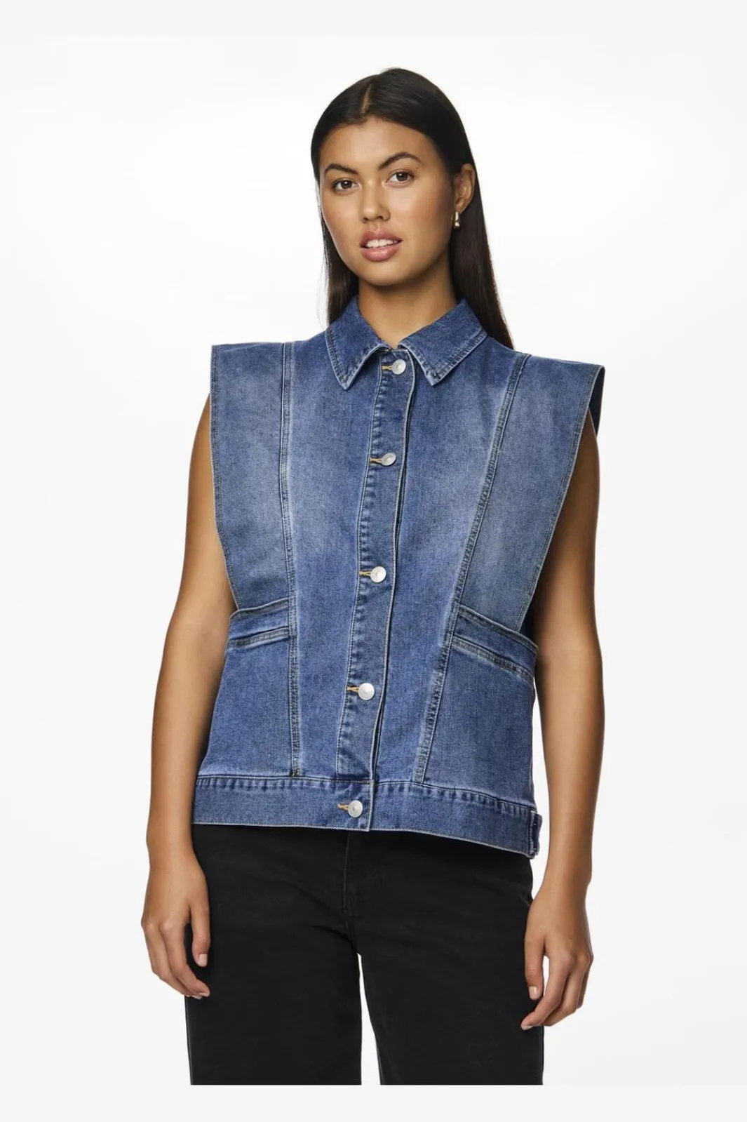 Pieces Sæt 🛍️|Veste<Pcfemma Loose Denim Vest Fsy