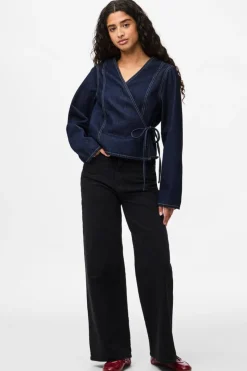 Pieces Bluser & Skjorter<Pcfenna Ls Denim Wrap Shirt Fsy