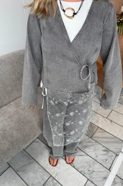 Sale Pcfenna Ls Denim Wrap Shirt Fsy Bluser & Skjorter