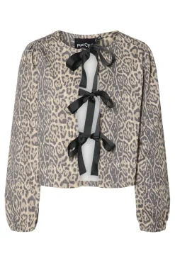 Hot Pcfia Ls Denim Revisible Tie Top Fsy Bluser & Skjorter|Ammevenligt Tøj